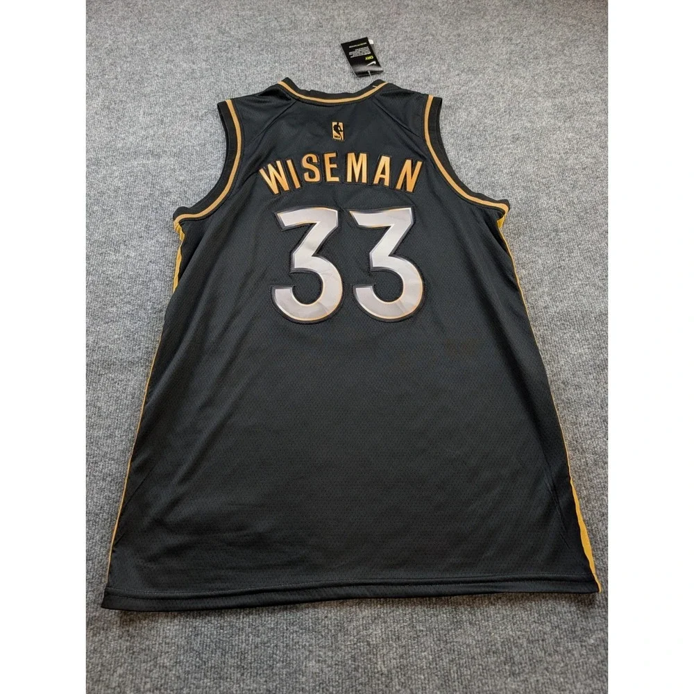 Nike Golden State Warriors Wiseman Jersey 33 Black Gold Swingman Men's 50 NWT